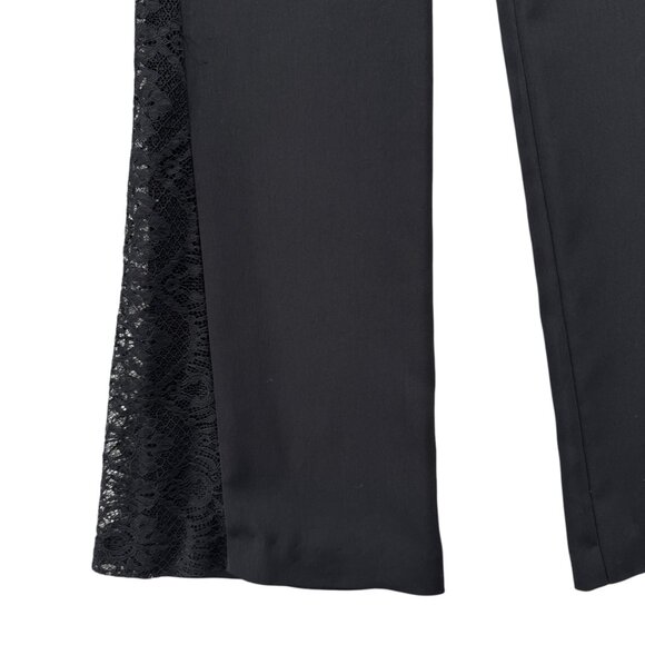 Alice Olivia Mandy Flare Pants Womens Black Crochet Lace Trim Back Zip Size 4 - Picture 11 of 12